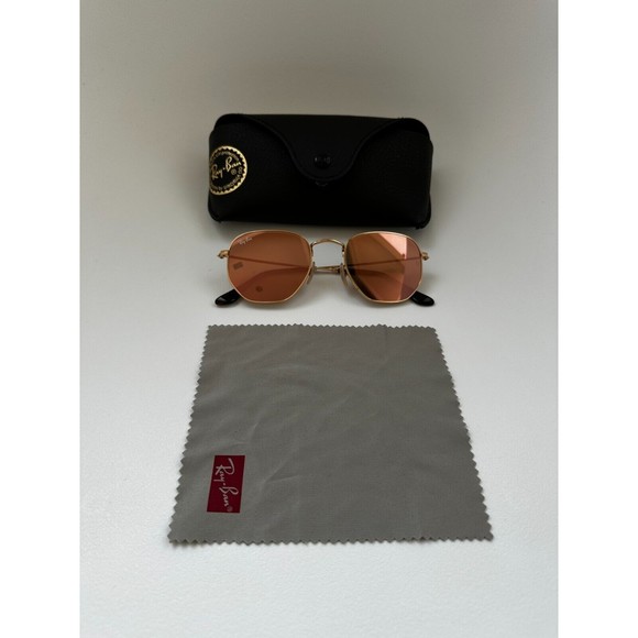 Ray Ban Sunglasses RB3548N 001/Z2 51mm HEXAGONAL FLAT LENSES Copper Gold - Picture 2 of 16
